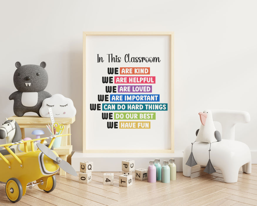 first day of school, classroom posters, classroom signs, positive decor, in this classroom poster, class decor, classroom rules, homeschool poster, diversity poster, Boho Classroom Decor, Kids room decor, Instant Download