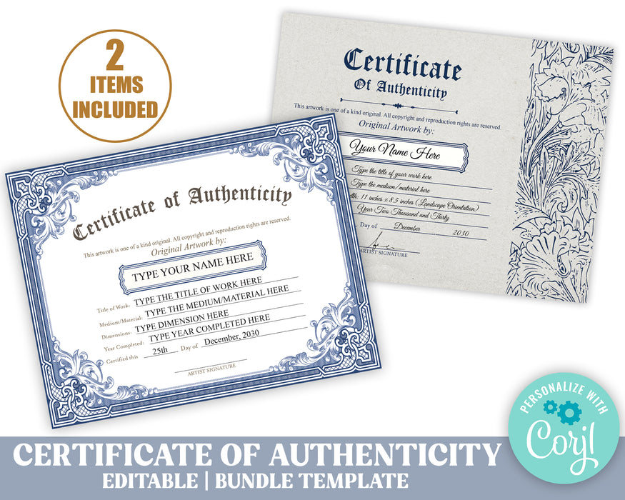 thumbnail image 2 of Mini Certificate Of Authenticity, 5 X 7 Inch Premium Certificates, Perfect For Valuations, Gifts, Collectibles And Artwork, Bulk Pack Of 48 2 of 9