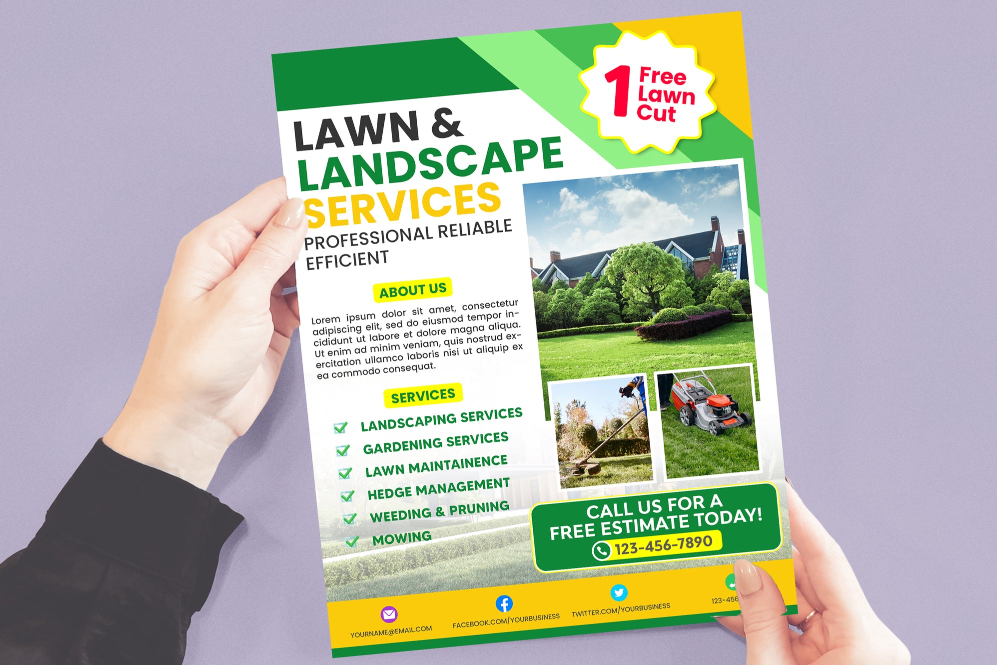 Editable Lawn Care and Landscaping Flyer Template — Posh Park