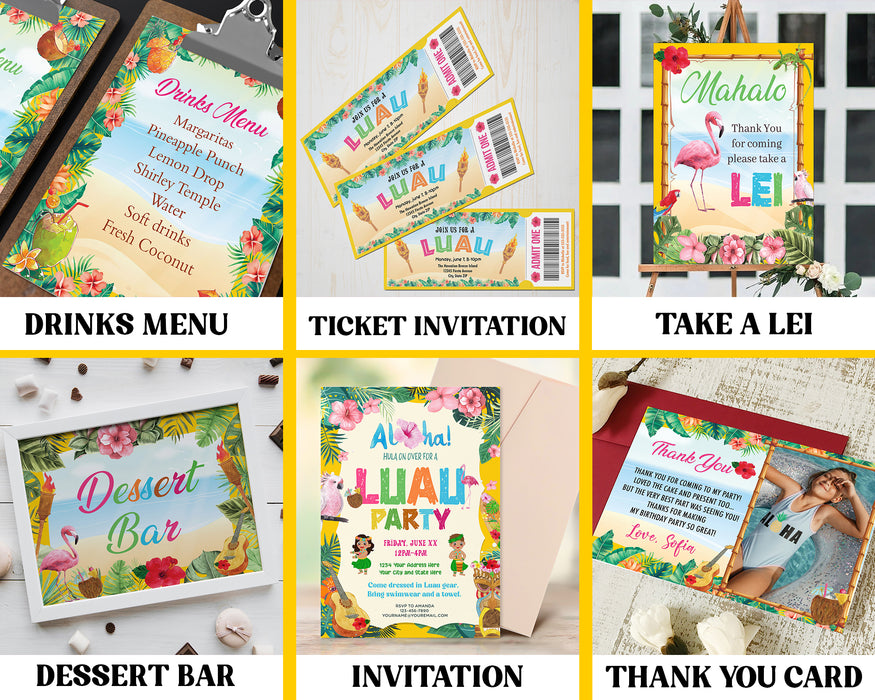 Luau Party Decor Bundle |  15 Hawaiian Tropical Theme Party Kit