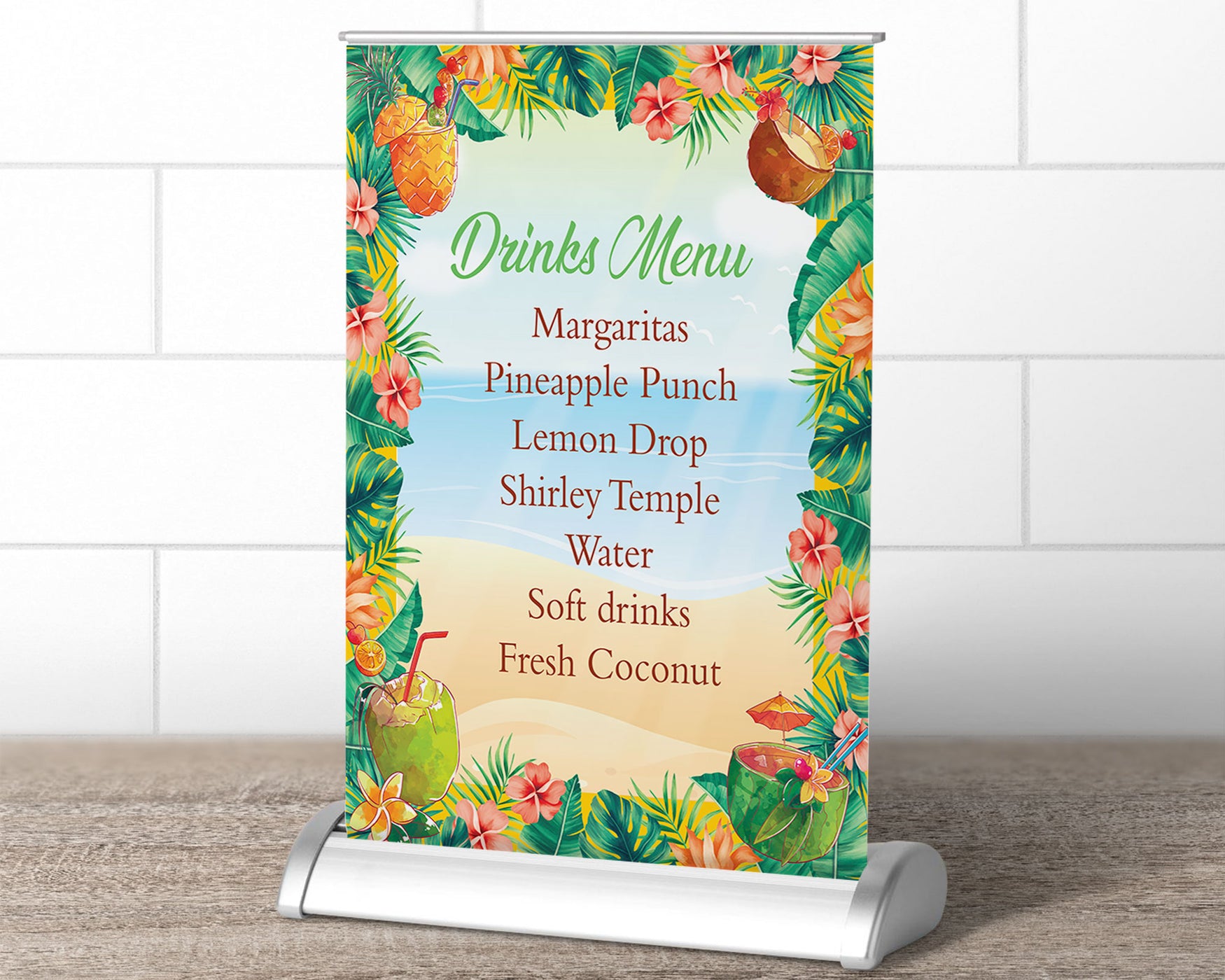 Editable Luau Drink Menu Sign Template | Hawaiian Tropical Bar Menu ...