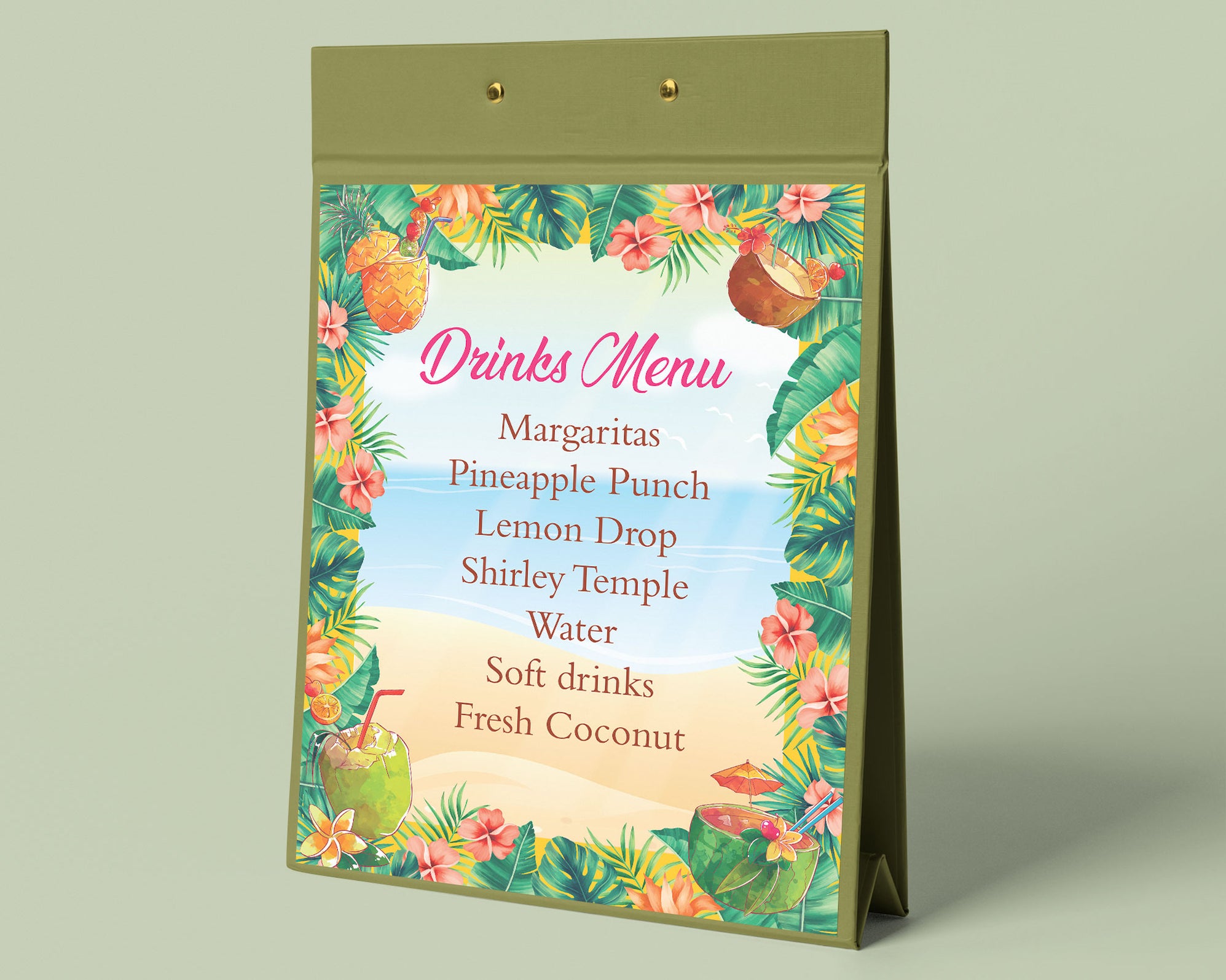 Editable Luau Drink Menu Sign Template | Hawaiian Tropical Bar Menu ...