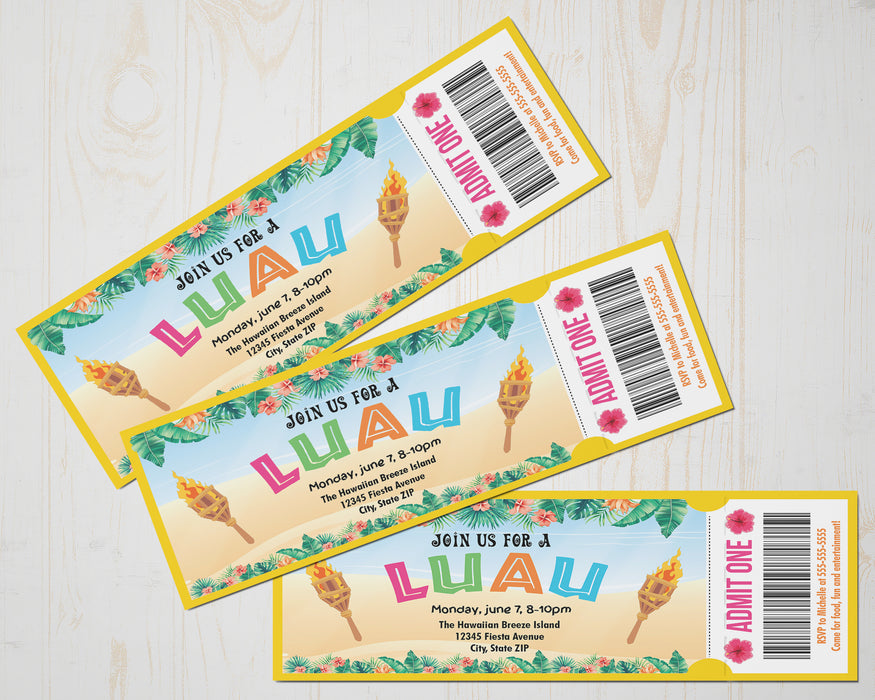Editable Luau Ticket Invitation Template | Hawaiian Tropical Party Invitation - Posh Park editable-luau-ticket-invitation-template-hawaiian-tropical-party-invitation-posh-park