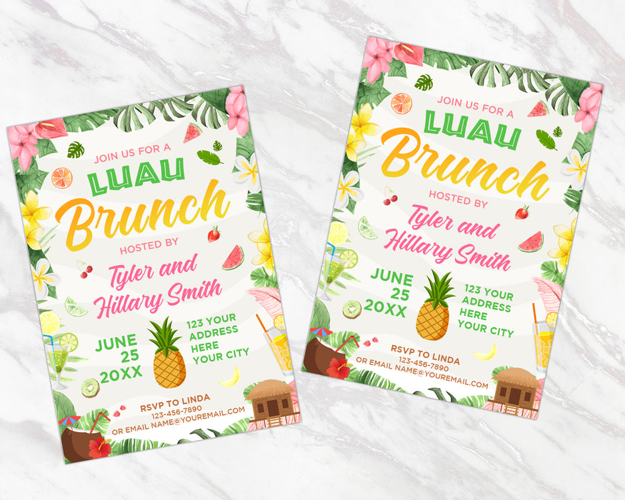 Editable Luau Brunch Invitation | Bridal Shower and Birthday Invitation Template