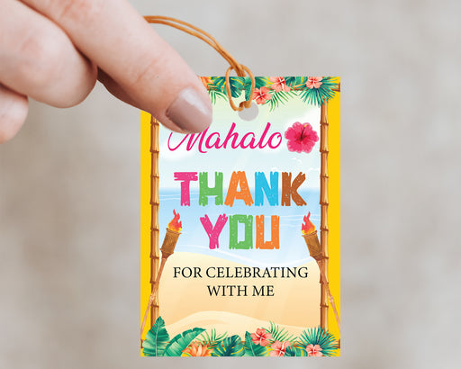 Printable Luau Thank you for Celebrating with Me Tag | Hawaiian Tropical Party Favor Tag