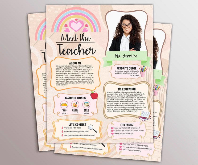 meet-the-teacher-template-rainbow-editable-back-to-school-coral-photo-posh-park for Look For Me In Rainbows Poem Printable Pdf Free Meet the Teacher Template Rainbow, Editable Back To School Coral Photo — Posh Park for Look For Me In Rainbows Poem Printable Pdf Free