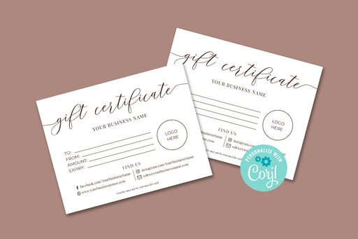 Gift Card Template Printable and Editable Gift Certificate for