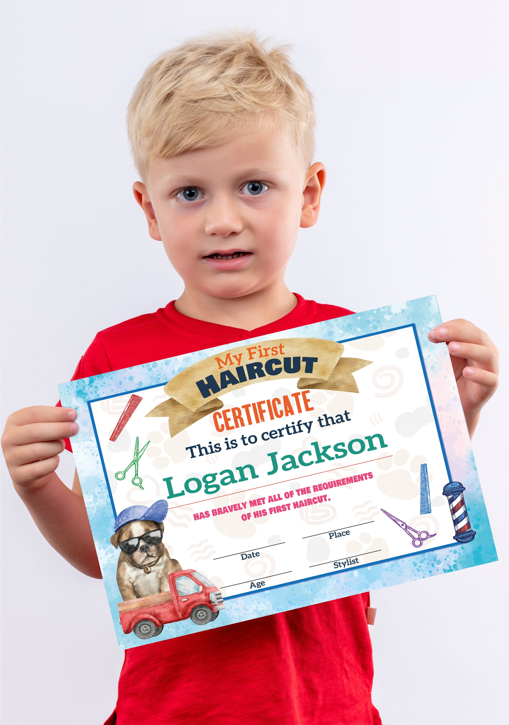 DIY First Haircut Certificate, Editable Boy First Hair Cut Keepsake, P
