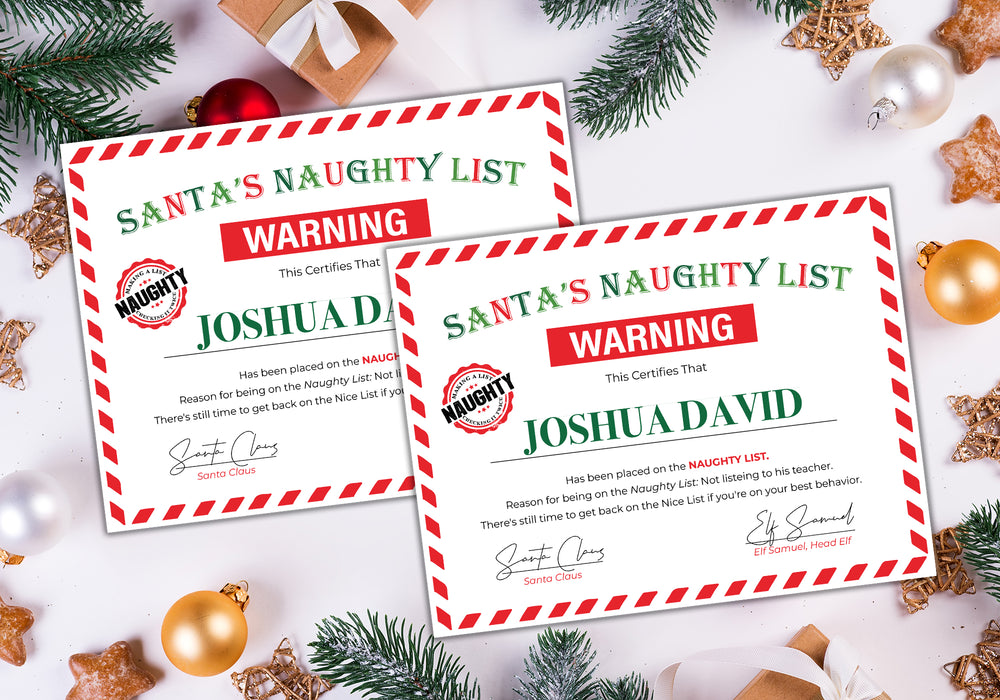 Editable Santa Christmas List Certificate Template — Posh Park