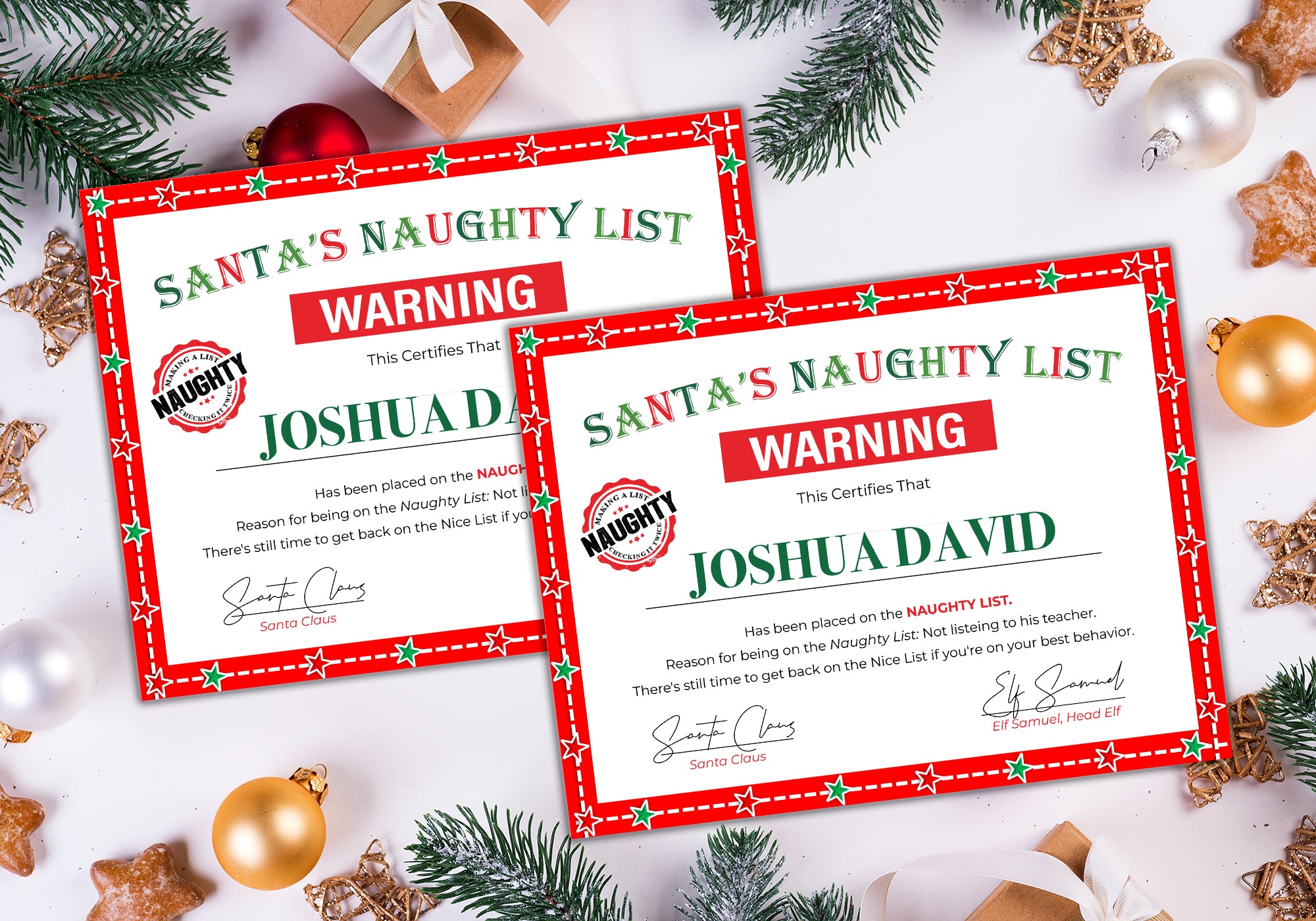 Printable Santa Naughty List & Warning Letter Certificate — Posh Park