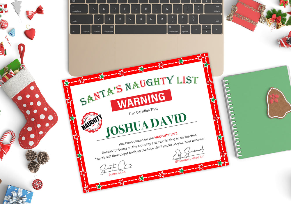 Printable Santa Naughty List & Warning Letter Certificate — Posh Park