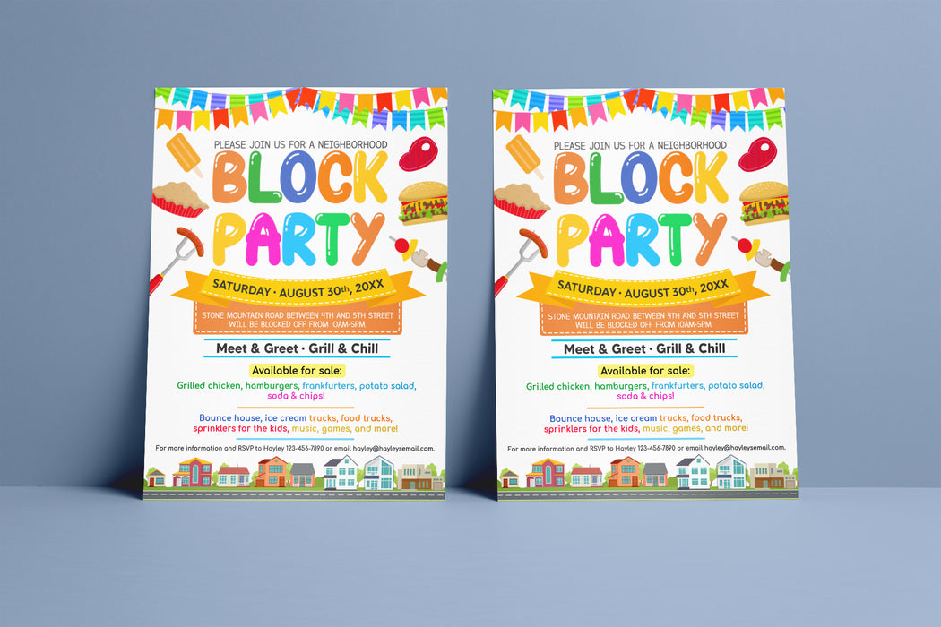 editable-block-party-invitation-announcement-flyer-posh-park for Free Printable Block Party Invitations Editable Block Party Invitation Announcement Flyer — Posh Park for Free Printable Block Party Invitations