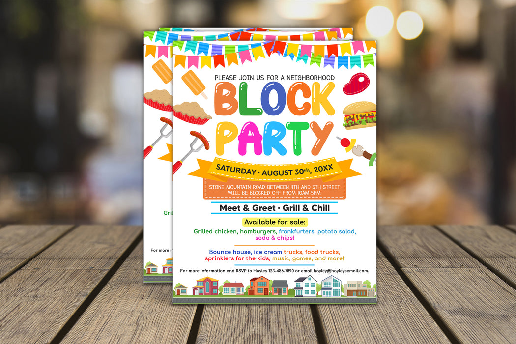 editable-block-party-invitation-announcement-flyer-posh-park for Free Printable Block Party Invitations Editable Block Party Invitation Announcement Flyer — Posh Park for Free Printable Block Party Invitations