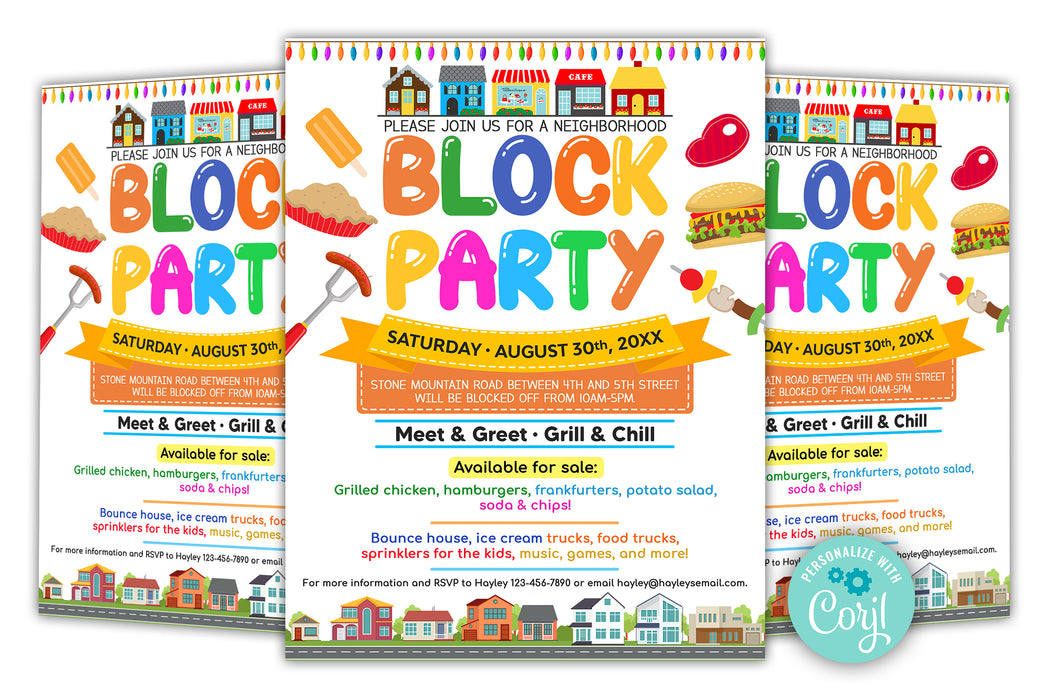 Neighborhood Block Party Invite Flyer Template — Posh Park neighborhood-block-party-invite-flyer-template-posh-park