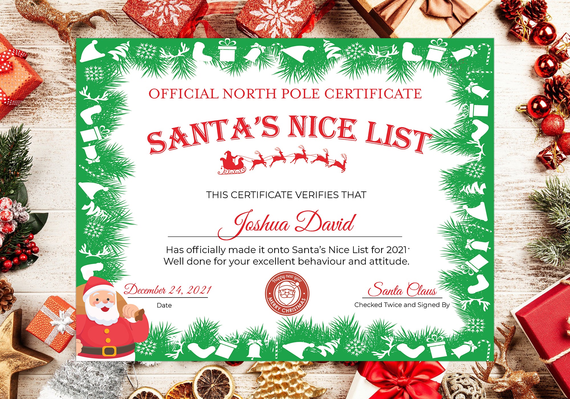 Editable Nice List Christmas Certificate Template Bundle — Posh Park