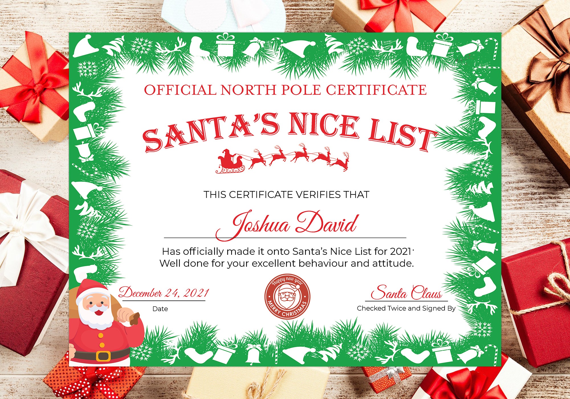 Editable Nice List Christmas Certificate Template Bundle — Posh Park