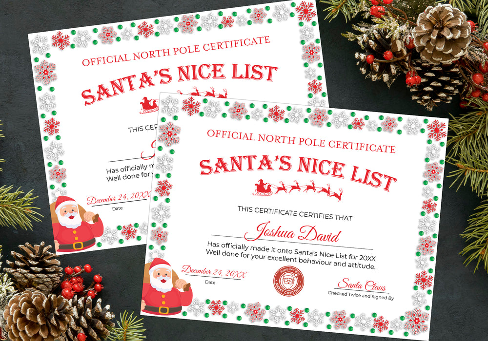 Editable Christmas Nice List Certificate, Christmas Certificate, Custom, Naughty Nice Certificate, Santa Certificate