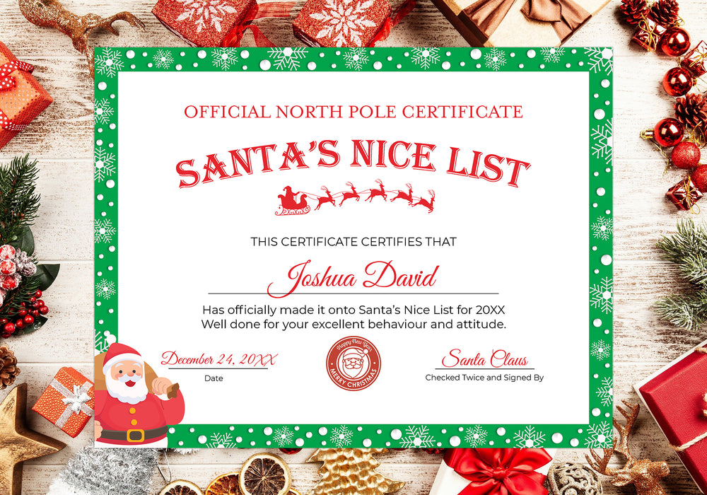 Nice List Certificates Bundle Set of 8, Editable Christmas Certificate Bundle, DIY Christmas Nice List Certificate Bundle, Santa Certificate