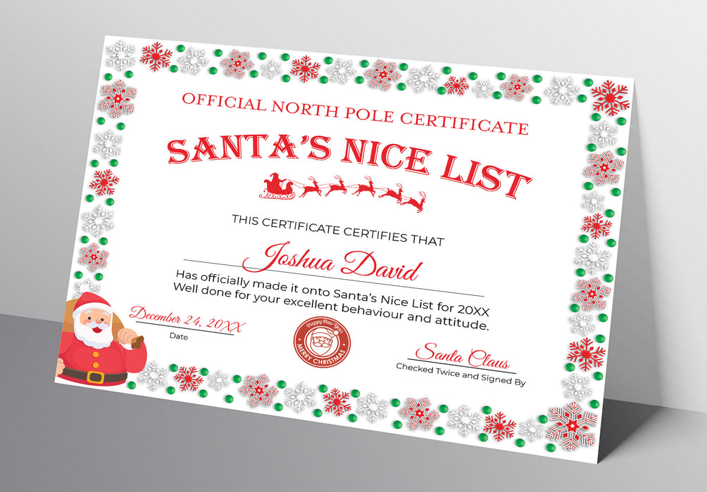 Nice List Certificates Bundle Set of 8, Editable Christmas Certificate Bundle, DIY Christmas Nice List Certificate Bundle, Santa Certificate
