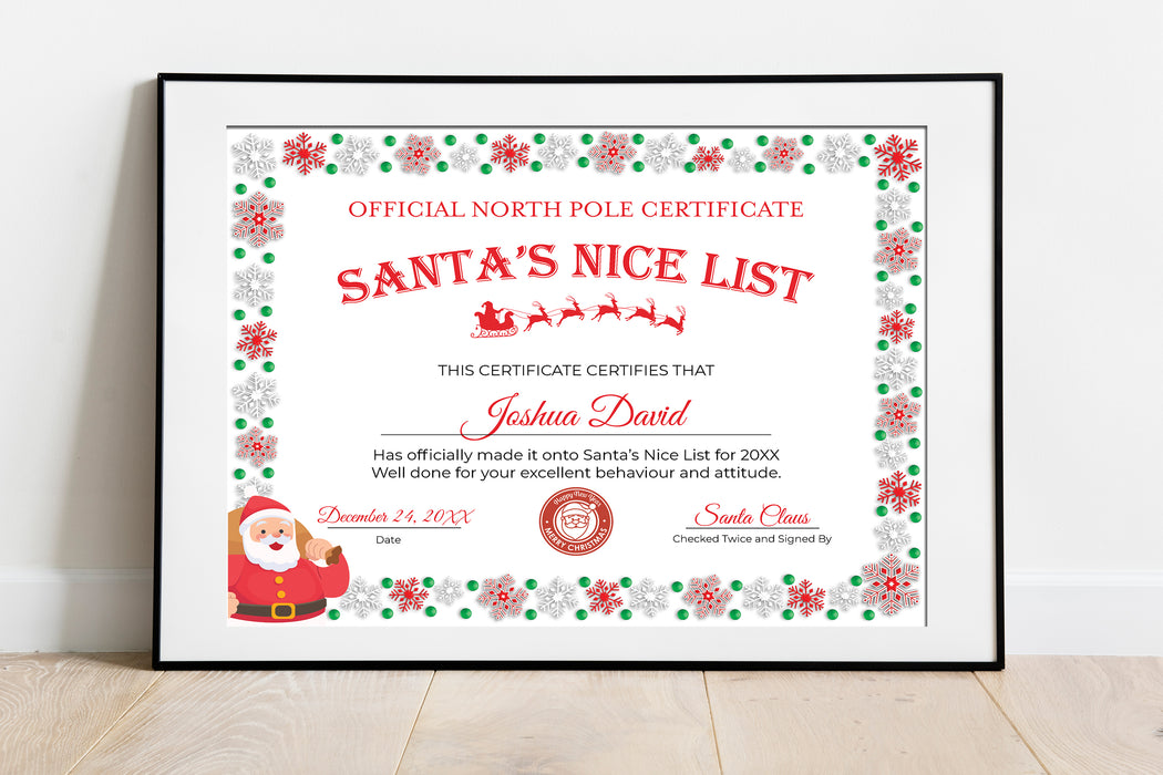 Editable Christmas Nice List Certificate, Christmas Certificate, Custom, Naughty Nice Certificate, Santa Certificate