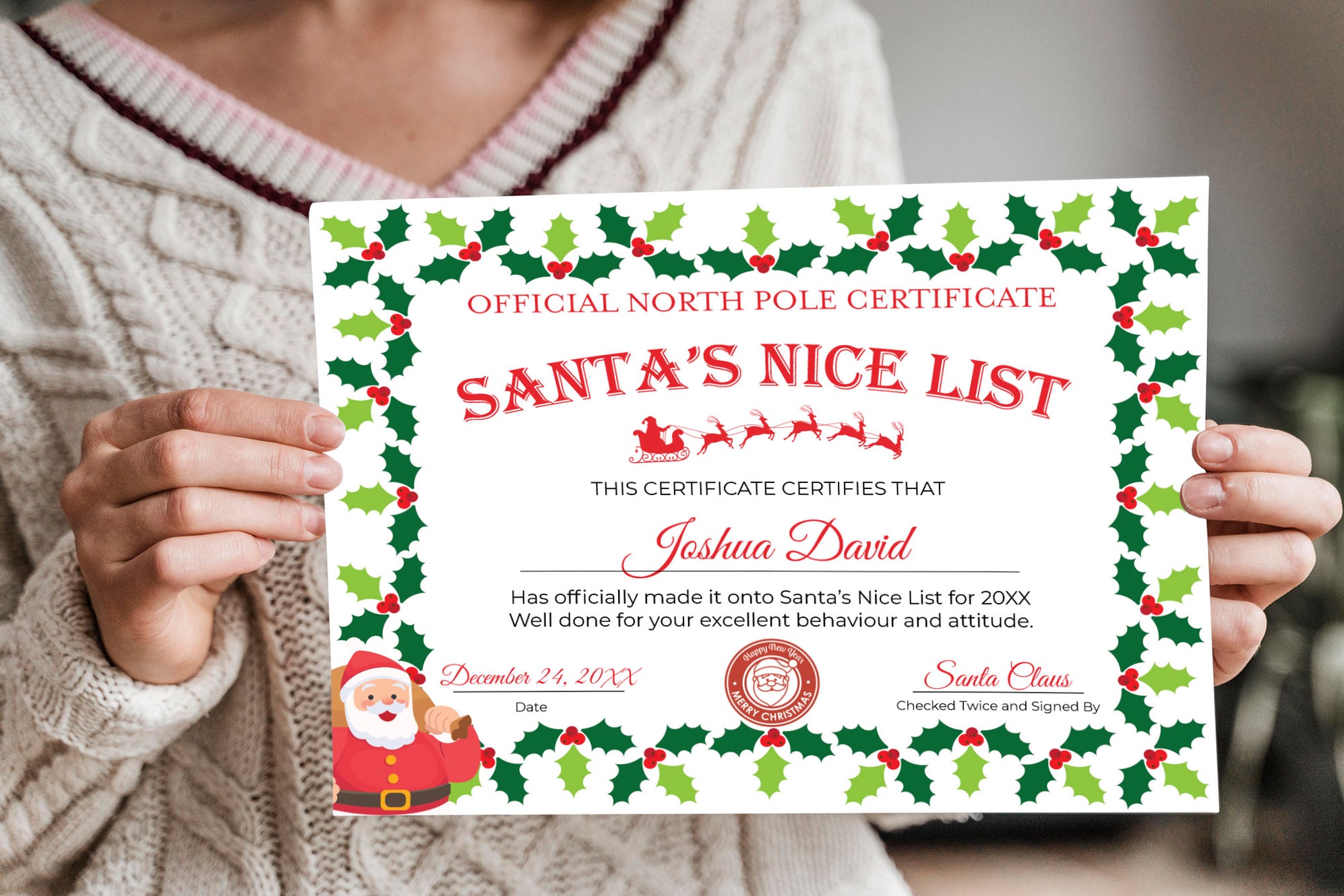 Editable & Printable Santa Nice List Christmas Certificate Templates ...