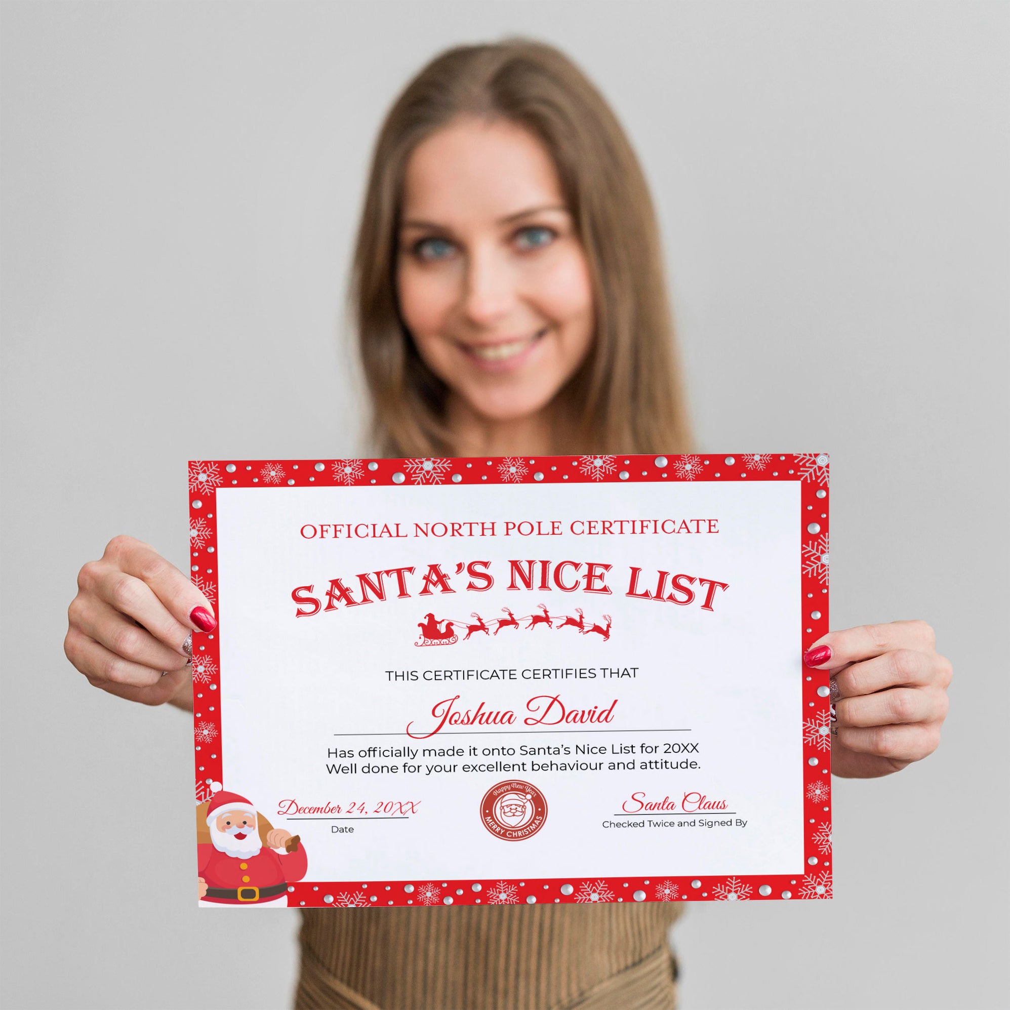 Custom Red White Christmas Nice List Certificate — Posh Park