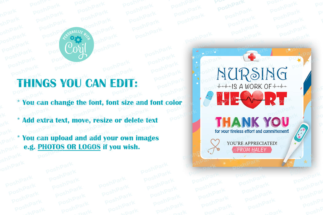 Editable Nursing is A Work of Heart Gift Tags, Nurse Appreciation Than — Posh Park editable-nursing-is-a-work-of-heart-gift-tags-nurse-appreciation-than-posh-park