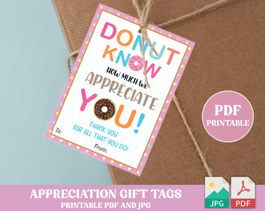 Set of 12 Printable PDF Teacher Thank You Appreciation Gift Tags Bundl ...