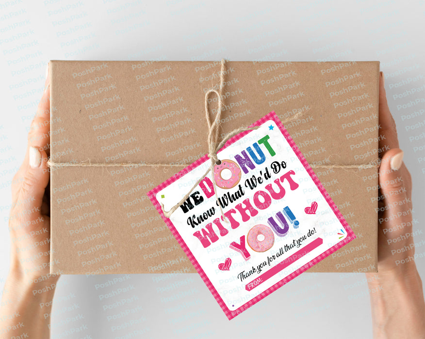 printable thank you, staff appreciation, Thank You Gift Tag, donut appreciation,&nbsp; teacher gift, team gifts, Donut tags, donut thank you tag, Teacher Appreciation,&nbsp; treat bag tags, favor tags, end of school gift, Coffee Gift Tag