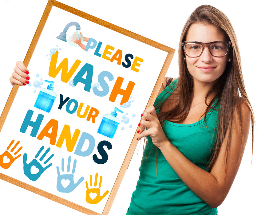 Printable PDF Wash Your Hands Sign Poster, Hand Sanitizer Sign, Washing Hands Poster, School Nurse Health Clinic