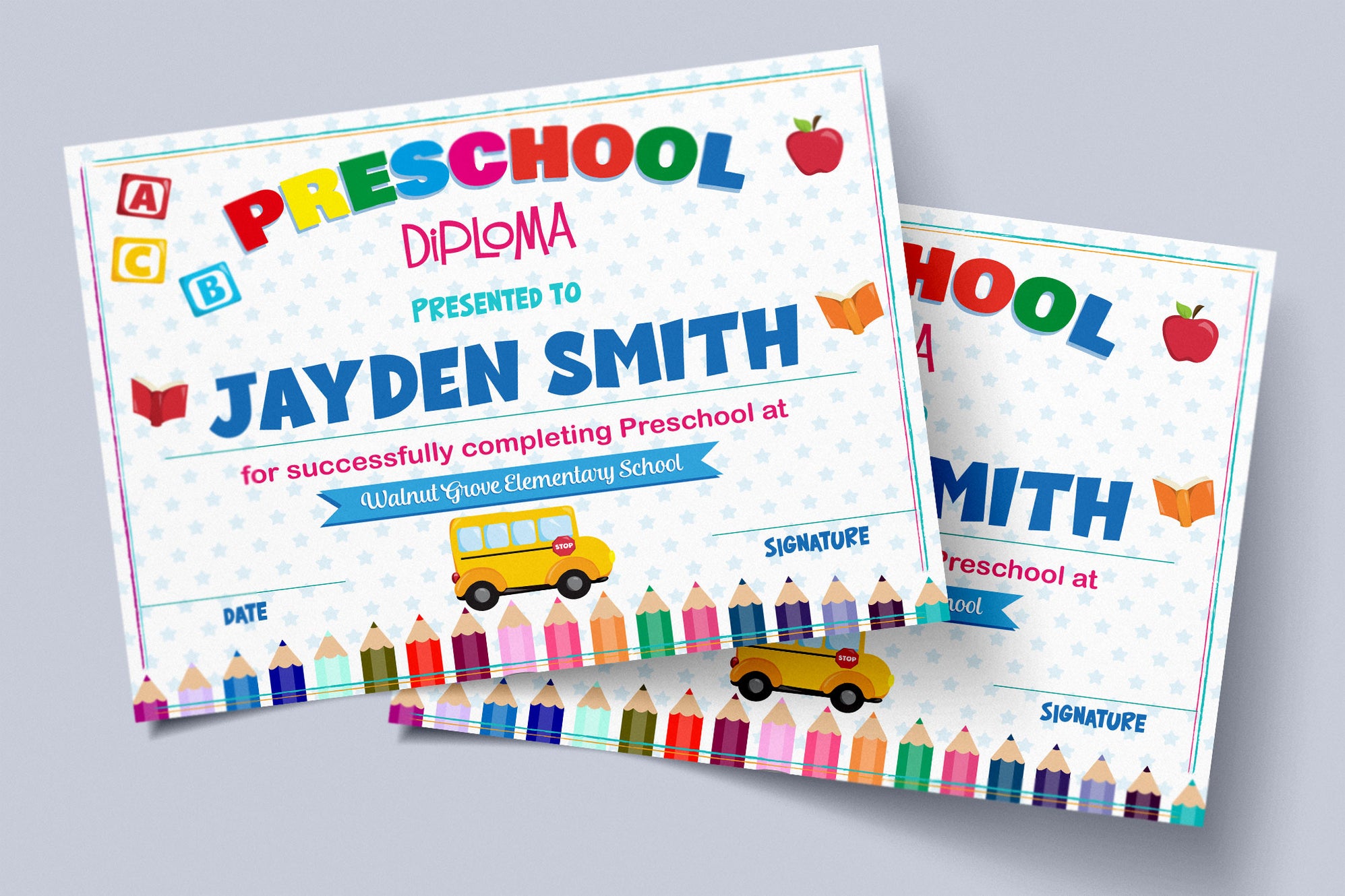 Editable Preschool Certificate Template Bundle, Customizable Preschool ...