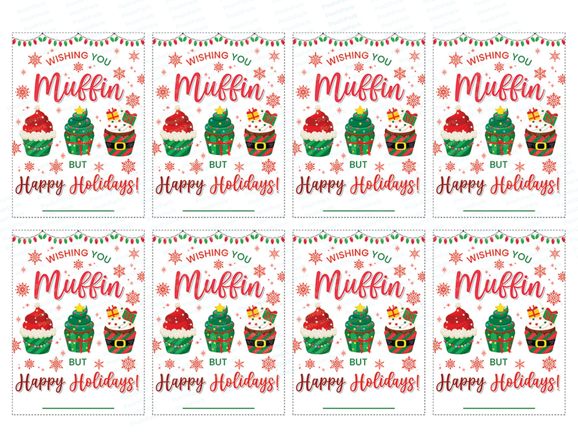 PDF Christmas Holiday Gift Tags Printable Wishing You Muffin Holiday