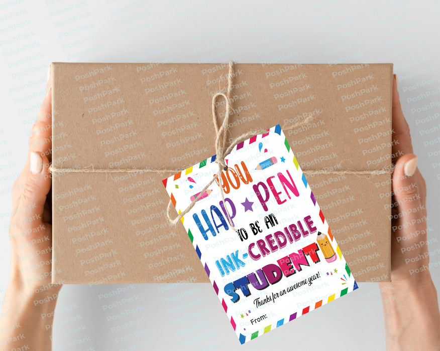 Pen Gift tag, Thank You Gift Tag, gift tag, gift tag printable, flair pen tag, You Happen To Be, student appreciation, gift tag student, Ink-Credible Student, Gift Tags, student pen gift, end of school year
