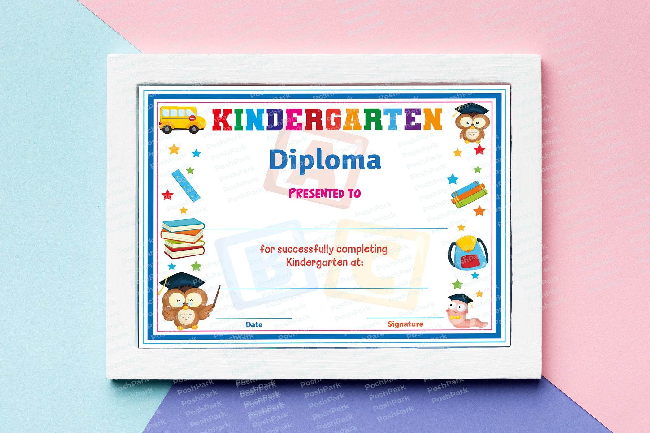 Printable Kindergarten Graduation Certificate Template, PDF Kindergart ...