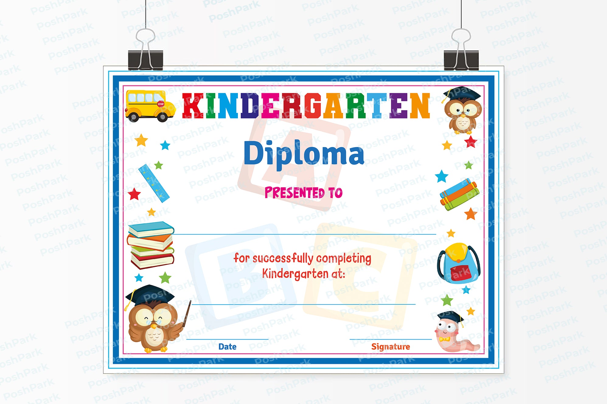 Printable Kindergarten Graduation Certificate Template, PDF Kindergart ...