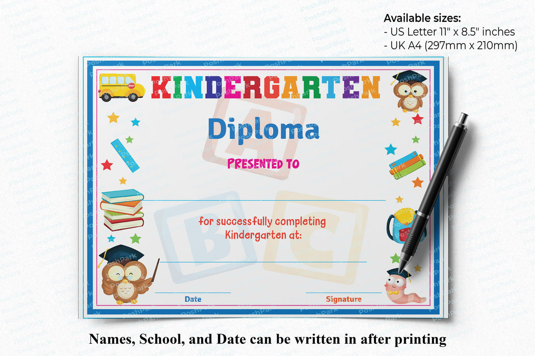 Printable Kindergarten Graduation Certificate Template, PDF Kindergart — Posh Park printable-kindergarten-graduation-certificate-template-pdf-kindergart-posh-park