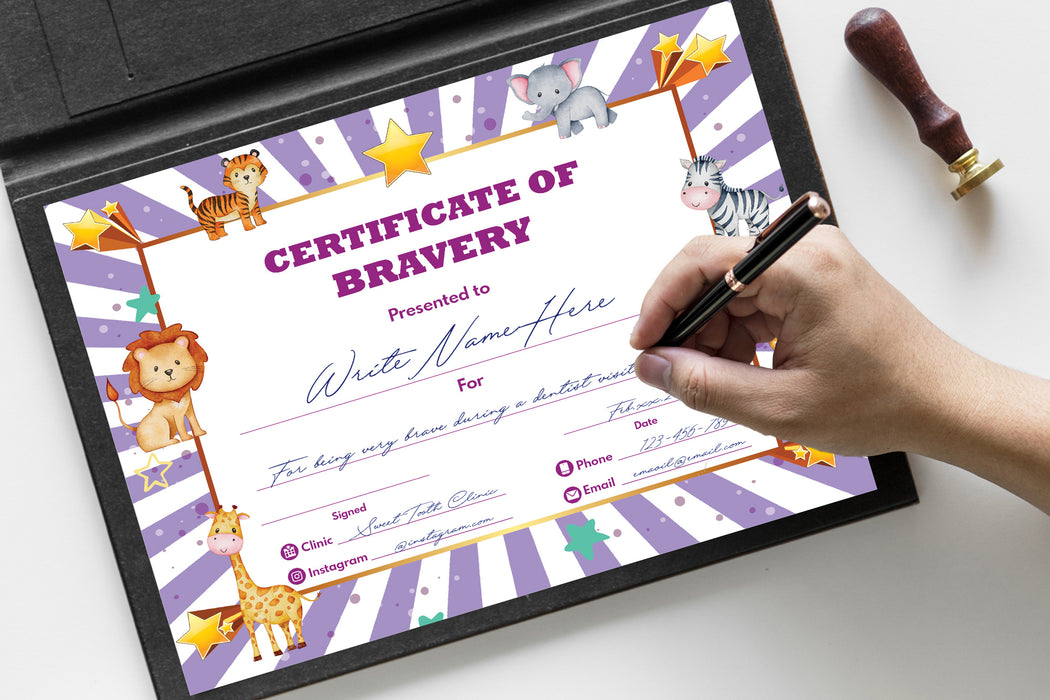 Printable Certificate of Bravery | PDF Animal Theme Brave Certificate Template for Kids