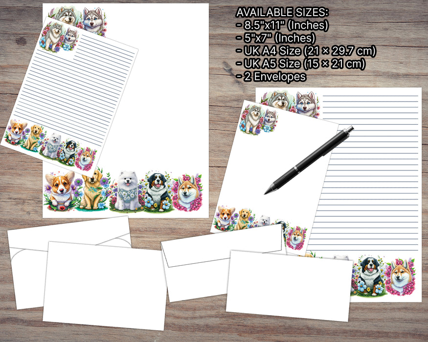 Puppy Stationery Set for Teens and Adults | Cute Stationary Kit with Puppy and Flowers