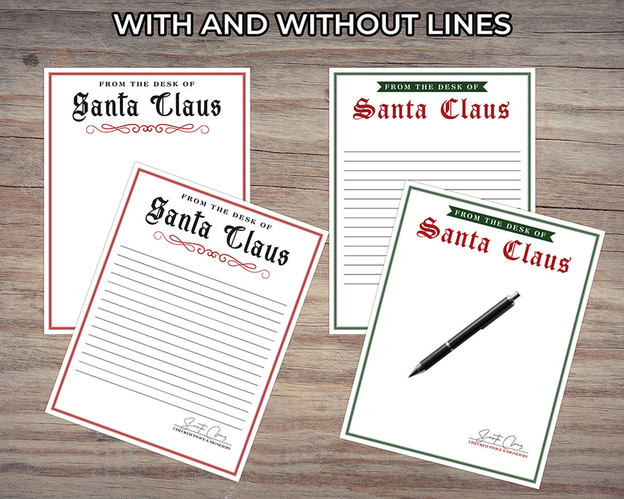 Red Green Blank Letter from Santa Printable, PDF Santa Stationary Download, Christmas Stationery Printable