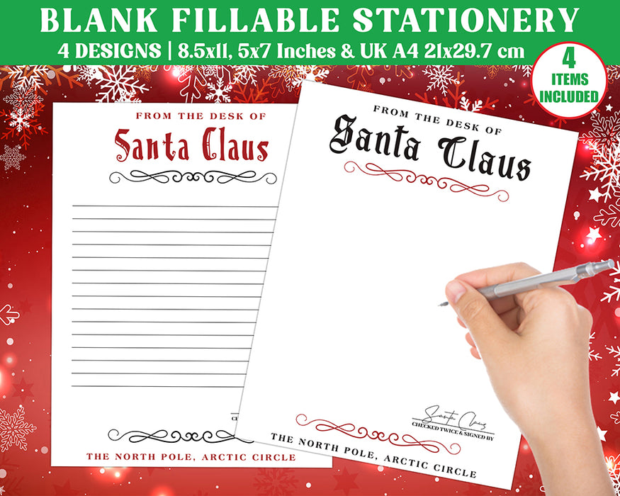 PDF Blank Santa Stationary, Christmas Stationary Printable, Blank North Pole Mail