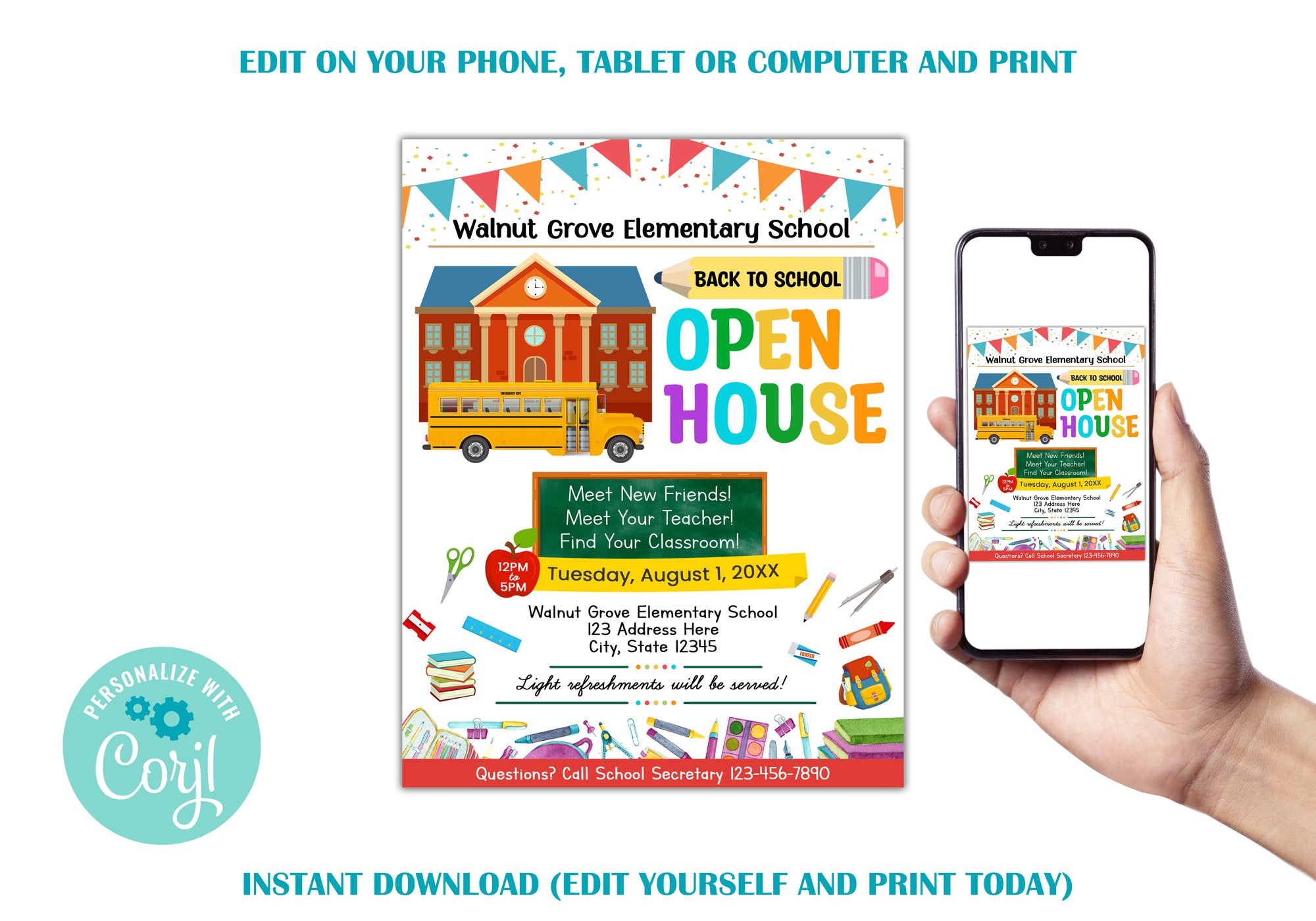 Editable School Open House Flyer Template — Posh Park