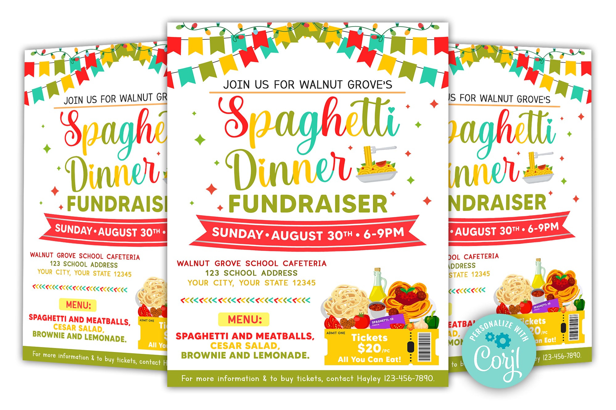 Editable DIY Spaghetti Dinner Ticket And Flyer Set Editable Spaghetti