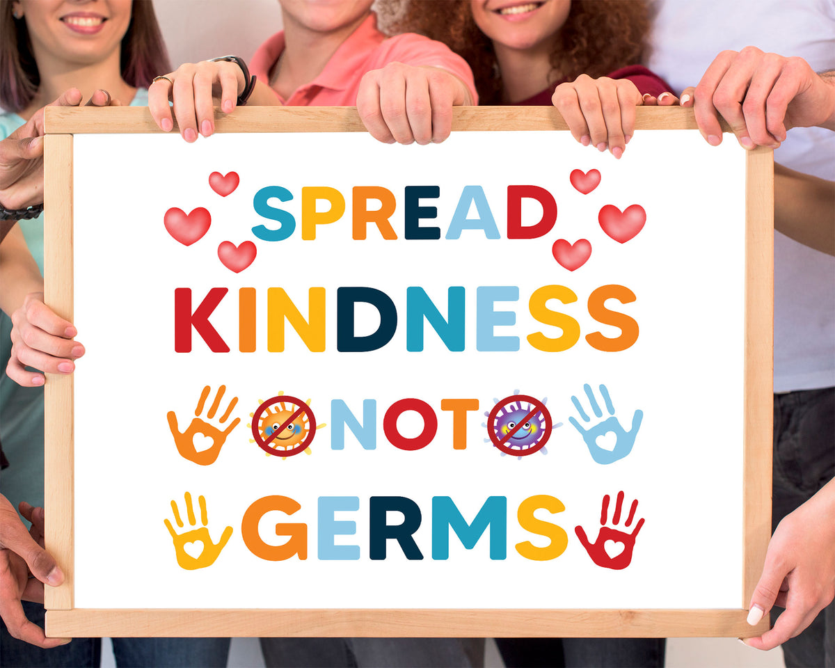 Printable PDF Spread Kindness Not Germs, Health Clinic Wall Sign, Scho