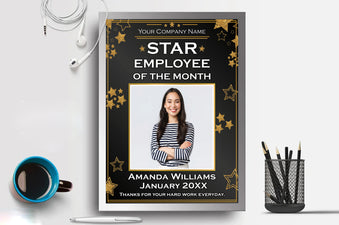 DIY Star Employee of the Month Certificate Template Black and Gold, Ed ...