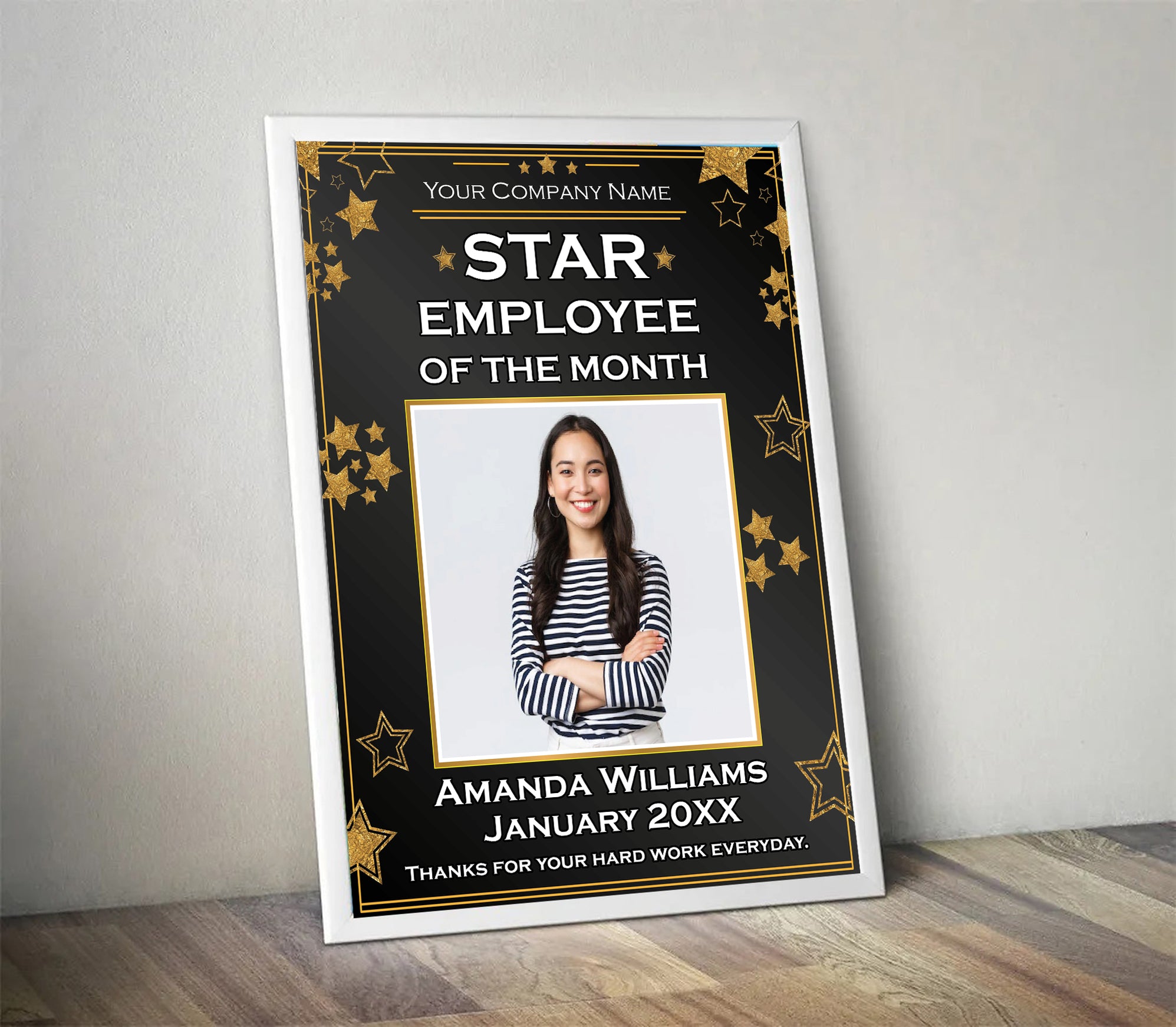 DIY Star Employee of the Month Certificate Template Black and Gold, Ed ...