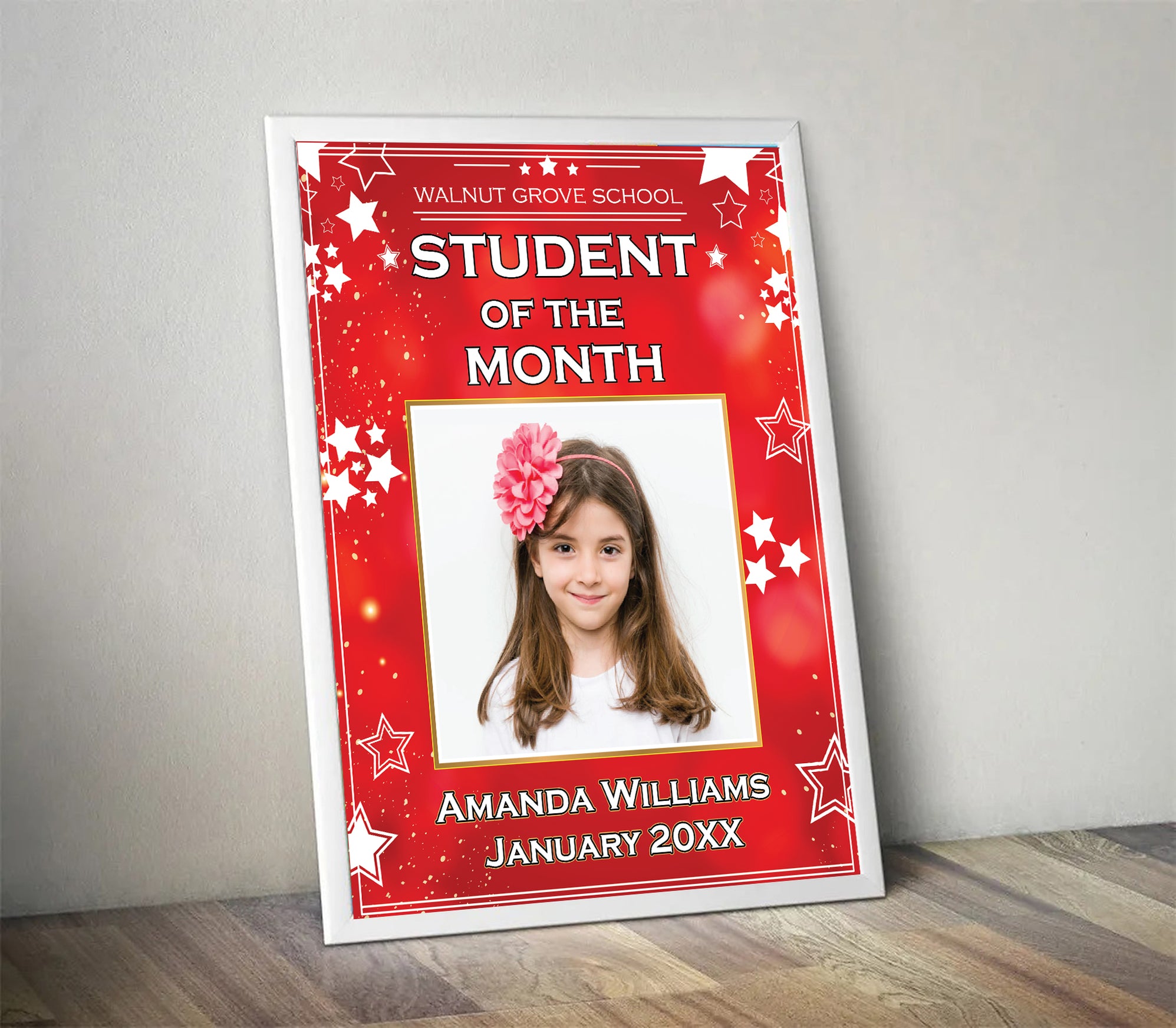 DIY Student Of The Month Certificate Template RED, Editable Star of Th ...