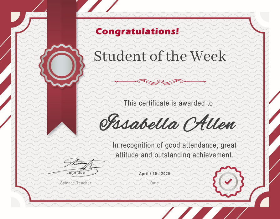 FREE Editable Student of the Week Certificate Award