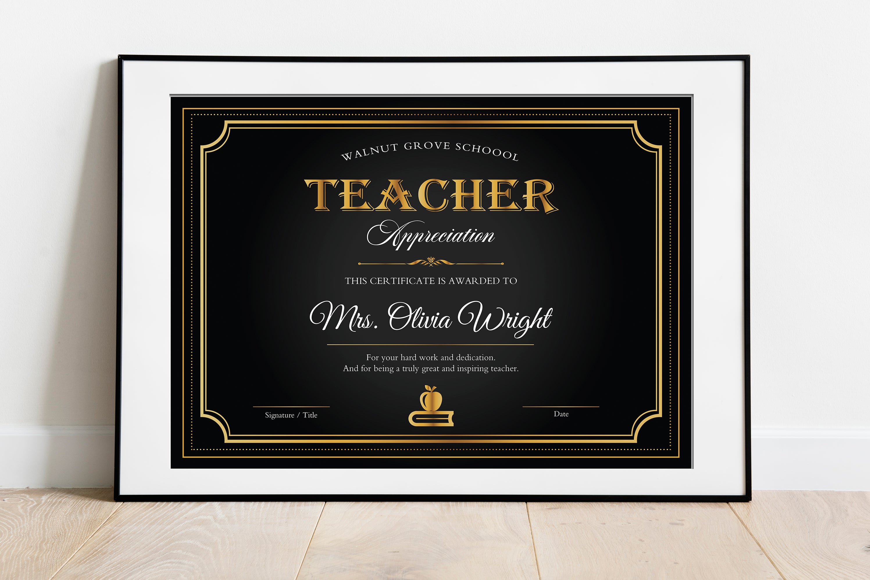 Elegant Teacher Appreciation Certificate Black Editable Appreciation Elegant Teacher Appreciation Certificate Black Editable Appreciation