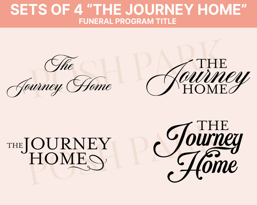 Funeral Header Set of 4 The Journey Home Funeral Program Header | Transparent Pre-made ...