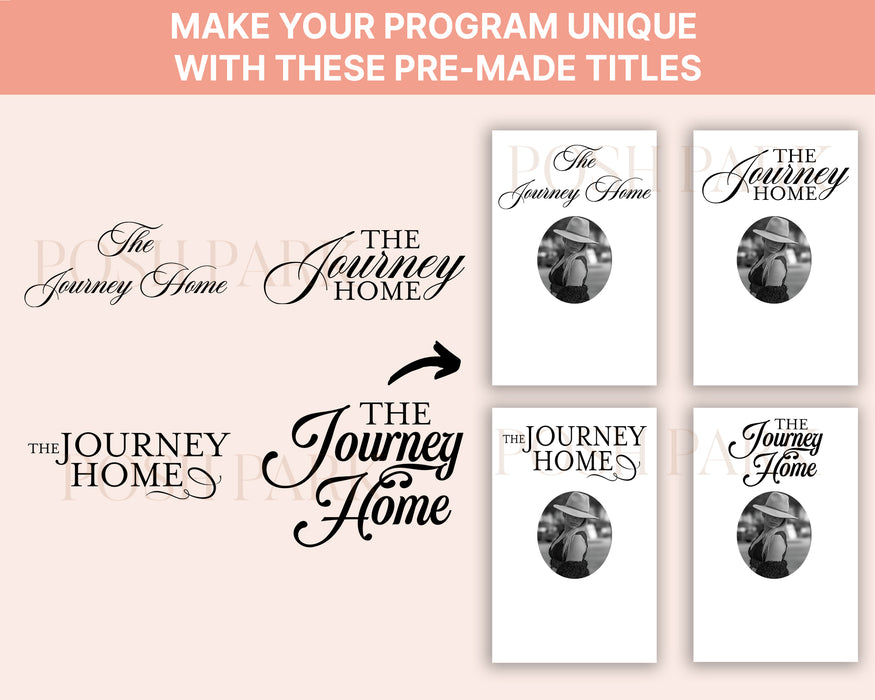 Set of 4 The Journey Home Funeral Program Header | Transparent Pre-made Funeral Word Art Title